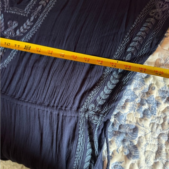 Navy Blue Embroidered Women's Top - Picture 4 of 7